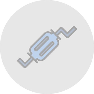 Egzoz borusu sistemi vektör simgesini özetliyor. Sembol, logo