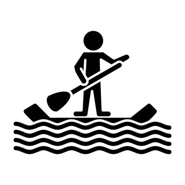 Kürek surf çizgili simge basit tasarım illüstrasyonu