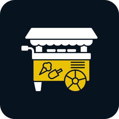 Basit dondurma arabası simgesi, vektör illüstrasyonu