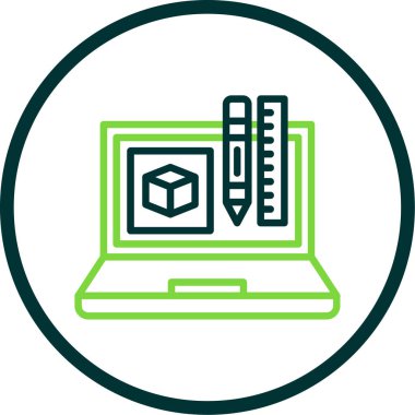 Ekranlı bir bilgisayar ve daire şeklinde bir veri içeren bir dizüstü bilgisayar.