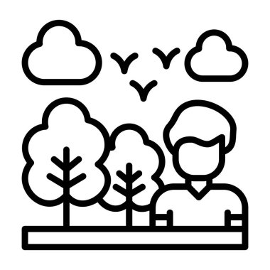 vector icon of Adventurer with trees clipart