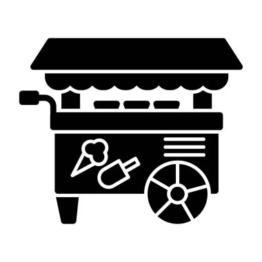 Basit dondurma arabası simgesi, vektör illüstrasyonu