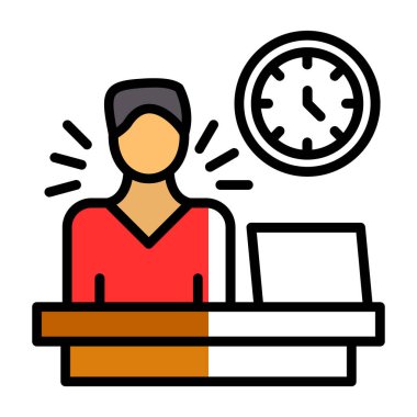 çalışan yöneticisi simge renk ana hatları vektörü