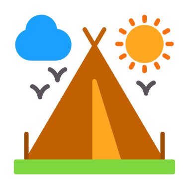 kamp çadırı düz simgesi düz stil