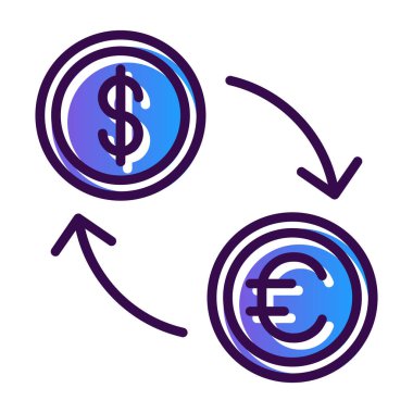 Para birimi değişim simgesi, vektör illüstrasyon arkaplanı