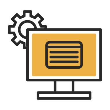 Dişli ikonlu laptop. vektör illüstrasyonu