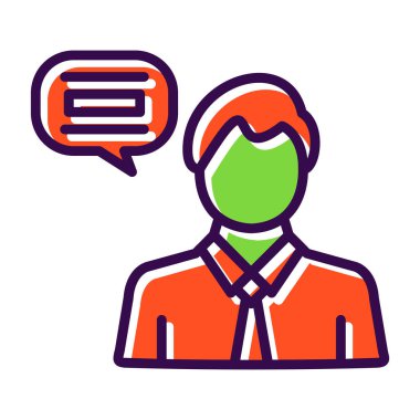 Konuşma baloncukları olan adam ikon vektör illüstrasyon tasarımı