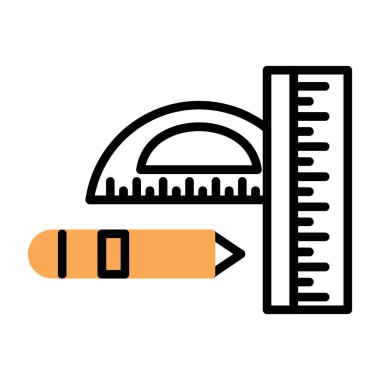 Kalem cetvel simgesi, vektör illüstrasyonu