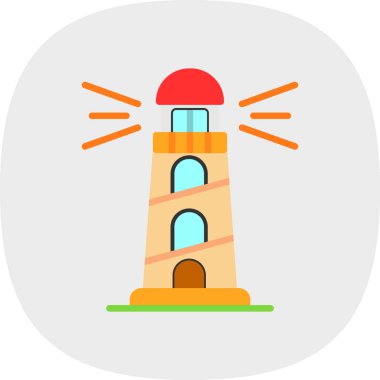 Deniz feneri. Web simgesi basit illüstrasyon