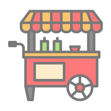 Basit yemek arabası simgesi, vektör illüstrasyonu