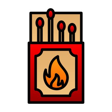 Kibrit vektör çizimi ile yanan alev