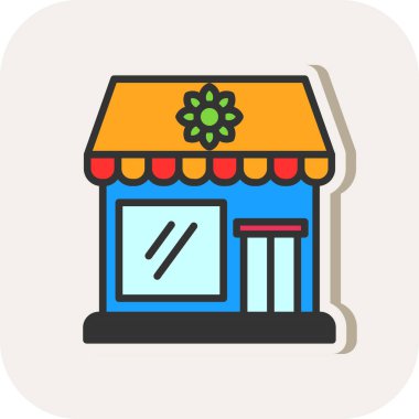 Çiçekçi binası simgesi, vektör illüstrasyon tasarımı