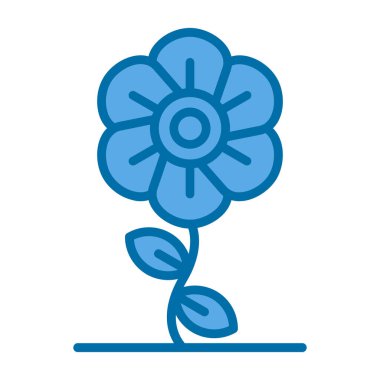 Beyaz arkaplanda mavi çiçek simgesi