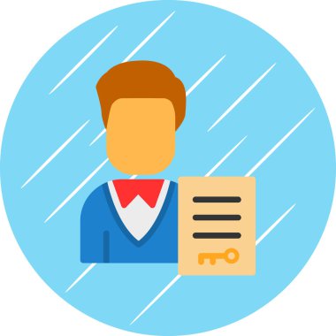 Elinde belge tutan adam. Basit resimleme