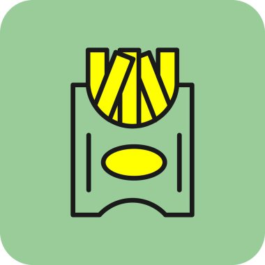 Patates kızartması düz simgesi, vektör çizimi basit tasarım