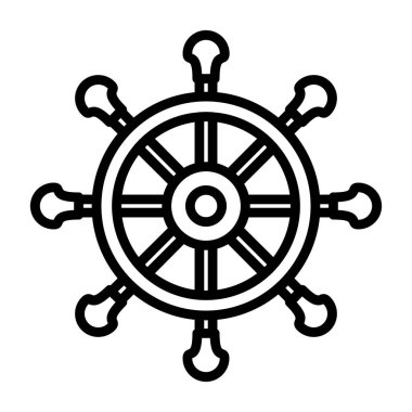 Direksiyon ikonu. Web için basit bir tekerlek vektör simgesi çizimi                    