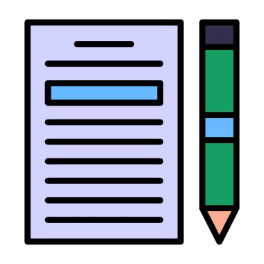 Kağıt ve kalem. Web simgesi basit illüstrasyon