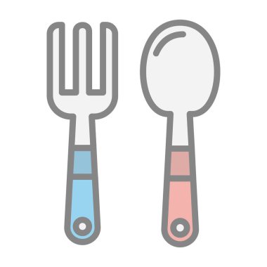 Çatal ve kaşık, bebek çatal ve kaşık vektör çizimi