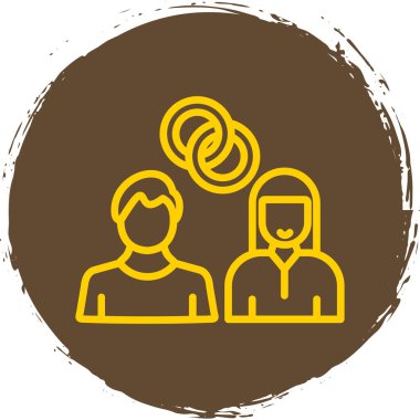 Yüzüklü kadın ve erkek, evlilik yassı vektör simgeleri 