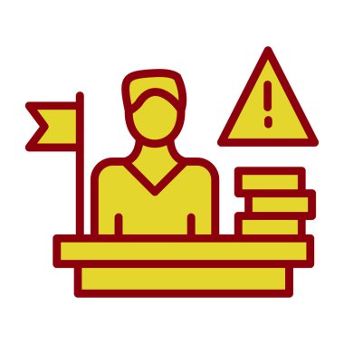 Bayrak ve harita ikonu vektör illüstrasyon tasarımı olan bir işçi