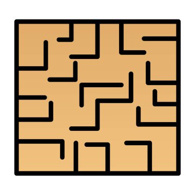 Labirent düz simgesi, vektör illüstrasyonu