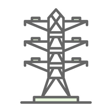 yüksek voltaj kule vektörü, çizgi simgesi