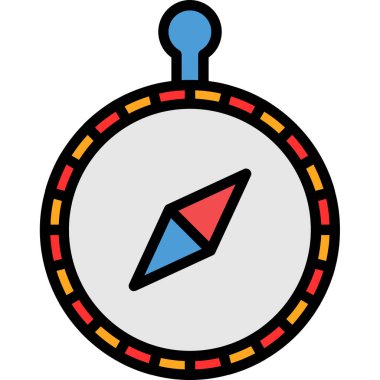 pusula düz simgesi, vektör illüstrasyonu