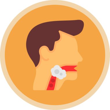 Erkek boğaz ikonu. Gırtlak kanseri vektör logosunun ağ için düz çizimi 