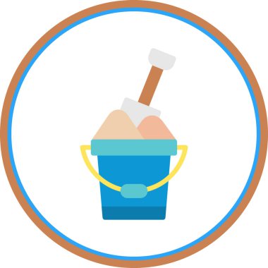 Kum kovası kürek ağ simgesi, basit vektör illüstrasyonu