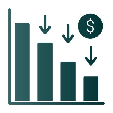 Dolar işareti simgesi, vektör illüstrasyonlu bar tablosu