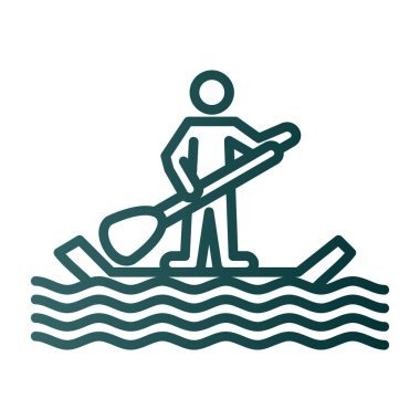 Yüzgeç sörfü ana hatlı simge basit tasarım illüstrasyonu