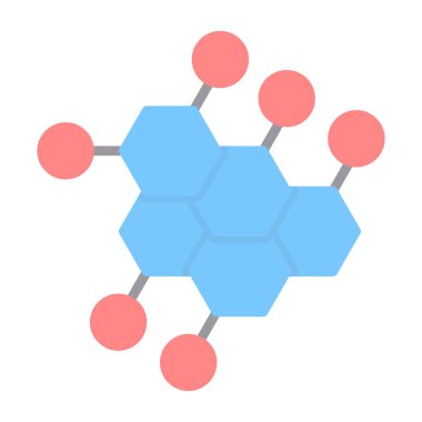 Molekül simgesi. Web tasarımı için moleküler vektör simgesinin düz çizimi