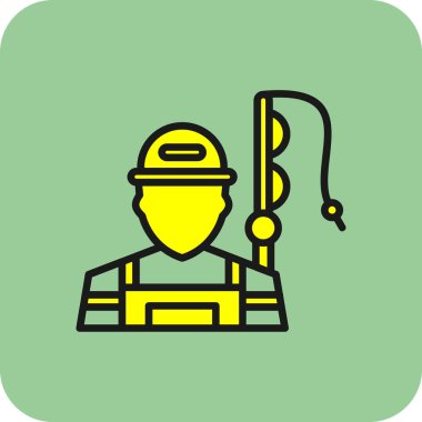 Beyaz arkaplanda balıkçı simgesi izole edildi 