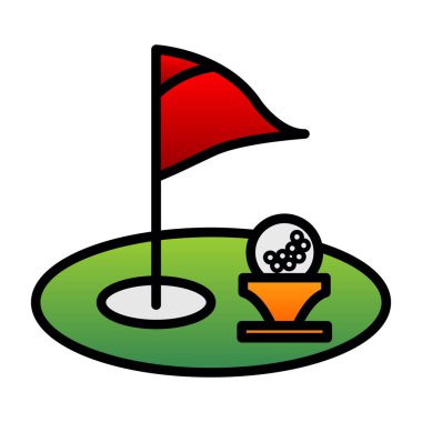 Tasarımınız için beyaz arkaplan vektör illüstrasyonuna izole edilmiş düz biçimli golf simgesi.