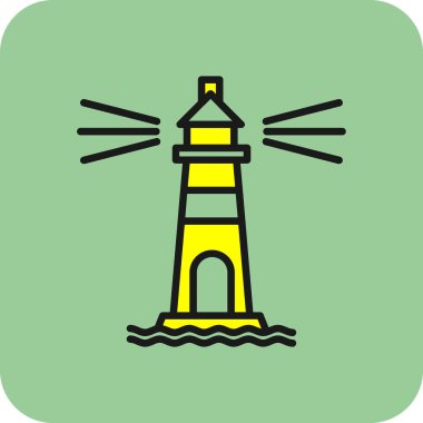 Deniz feneri. Web simgesi basit illüstrasyon