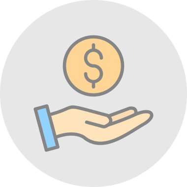 Dolar vektörü düz renk simgesi