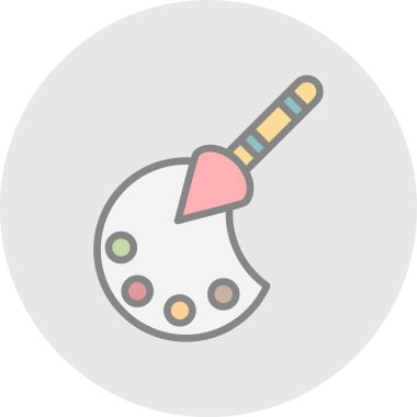 Palet boyama ve boya fırçası simgesi, vektör illüstrasyonu