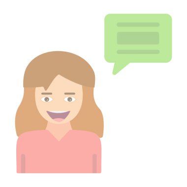 Sohbet balonu vektör tasarımlı dişi avatar