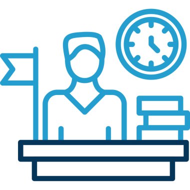 iş yönetimi çizgisi simgesi. İş yönetimi vektör simgelerinin ana hatları ince çizgi