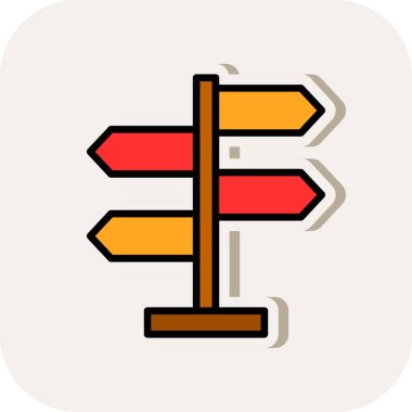 Yön, işaret direği simgesi. Basit vektör illüstrasyonu