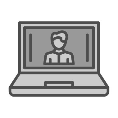 Çevrimiçi eğitim çizgisi simgesi, konsept illüstrasyon, taslak sembol, vektör işareti, doğrusal sembol.