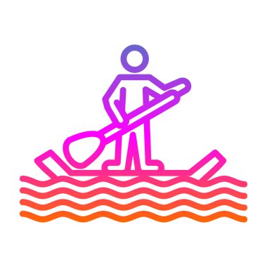 Yüzgeç sörfü ana hatlı simge basit tasarım illüstrasyonu