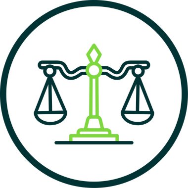 Adalet ve hukuk simgesi, vektör illüstrasyonu