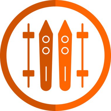 Kayaklar ve çubuklar simgesi, vektör basit illüstrasyon