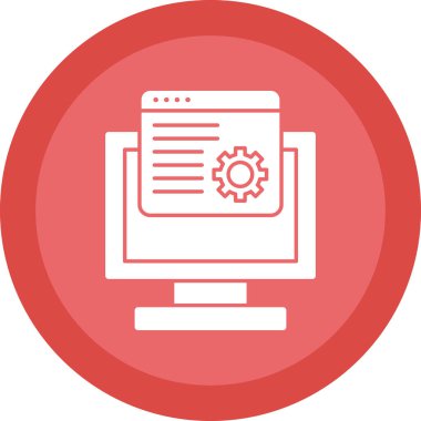 Bilgisayar monitörü ve çarkıfeleği olan düz simge, vektör illüstrasyonu