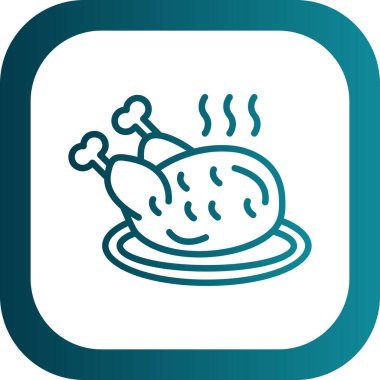 Kızarmış tavuk simgesi, vektör çizimi basit tasarım