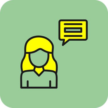 Konuşma baloncuğu olan dişi avatar