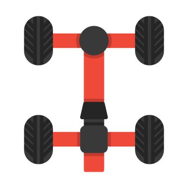 Araba lastiği ikonu. Kırmızı bir arabanın vektör çizimi. beyaz arkaplanda izole edilmiş.