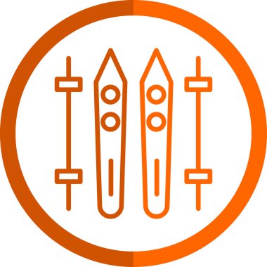 Kayaklar ve çubuklar simgesi, vektör basit illüstrasyon