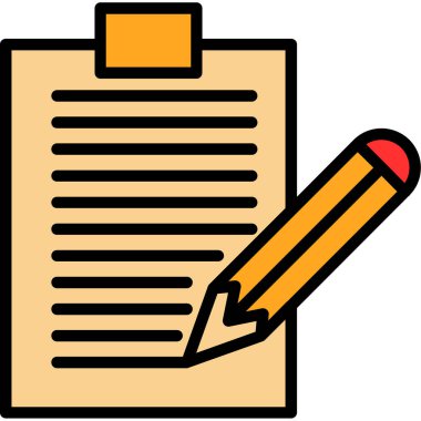 Kalem simgeli defter, vektör illüstrasyonlu basit tasarım